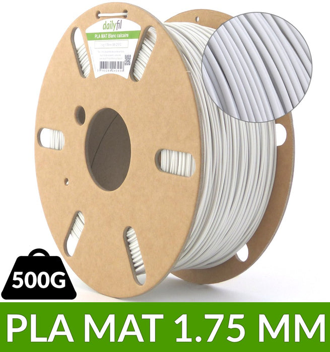 PLA 1.75 mm rendu Mat 500g - blanc calcaire
