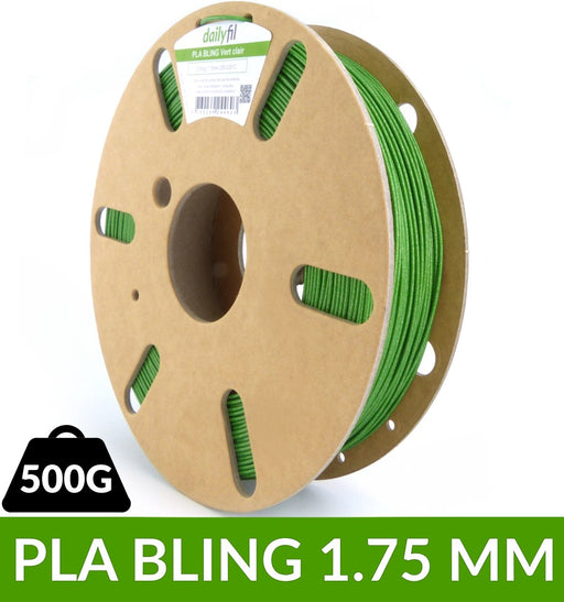 PLA 1.75 mm vert clair pailletté BLING - 500g dailyfil