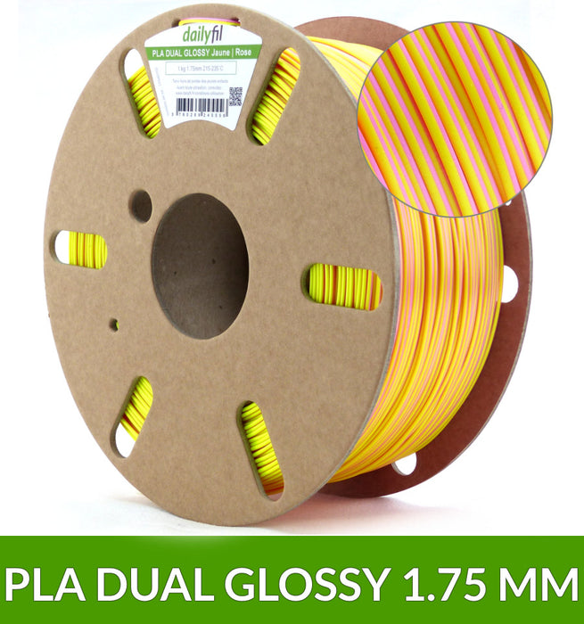 PLA DUAL GLOSSY : Jaune|Rose 1.75 mm 1kg - dailyfil