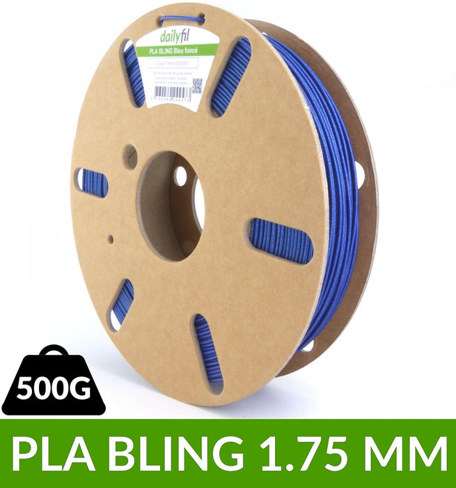 PLA métallisé 1.75 mm bleu foncé 500g - dailyfil gamme BLING