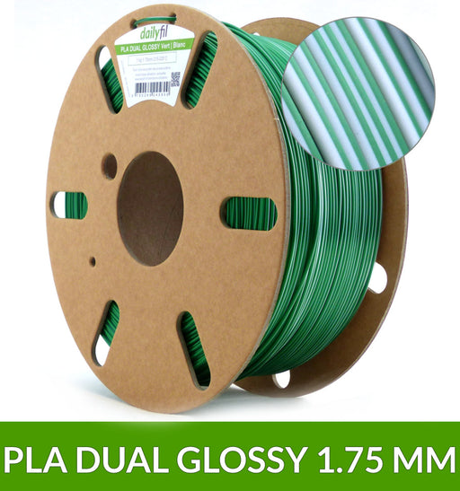 PLA Vert | Blanc DUAL GLOSSY 1.75 mm 1kg - dailyfil