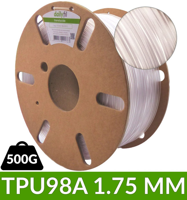 TPU98A fil flexible dailyfil - translucide 1.75 mm 500g